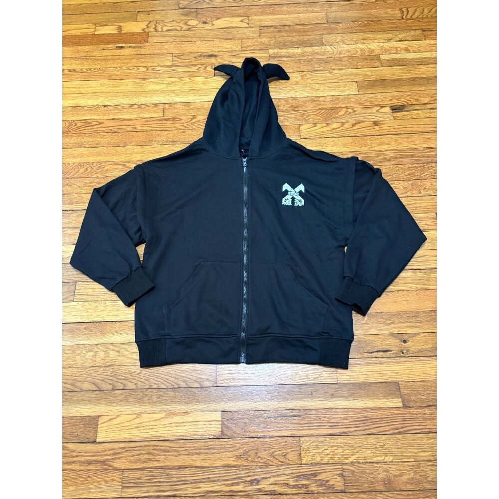 Niepce Streetwear Industrial Hoodie Mens Full Zip Sweatshirt Black Sz Medium NWT